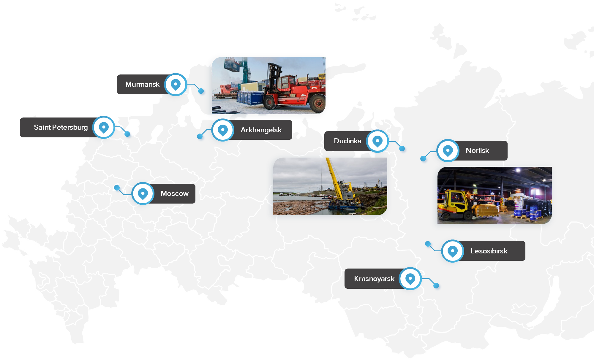 Geography of presence: Moscow, St. Petersburg, Norilsk, Dudinka, Murmansk, Krasnoyarsk, Arkhangelsk, Lesosibirsk